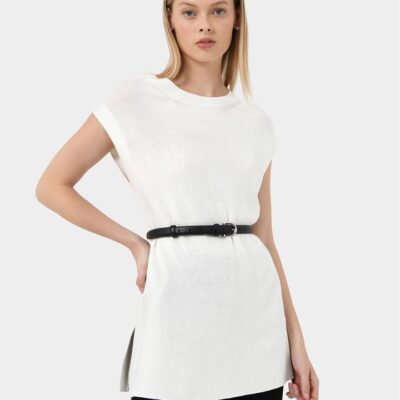 Forcast Milano Melange Knit Top — Ivory