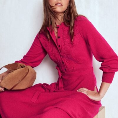 Boden Lace Insert Knitted Midi Dress