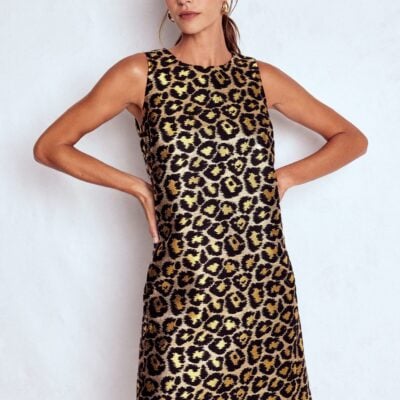 Boden Metallic Leopard Shift Dress
