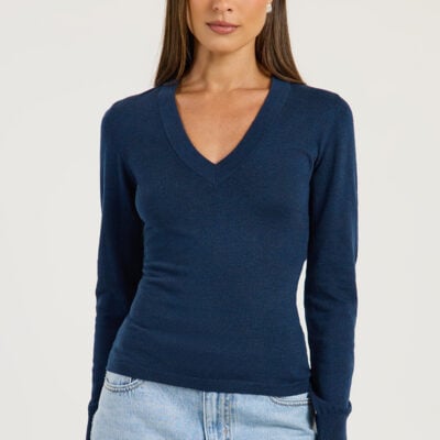 ODE Lightweight V Neck Knit Top