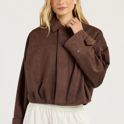 ODE Bubble Hem Suede Jacket