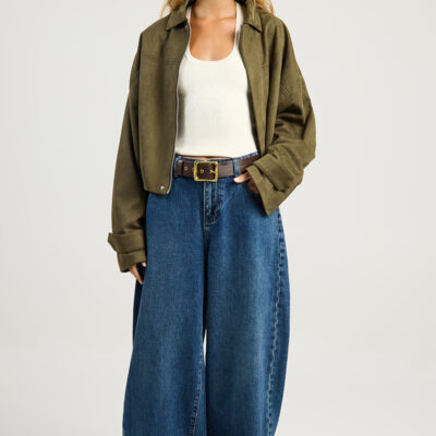 ODE Mid Rise Barrel Leg Jean
