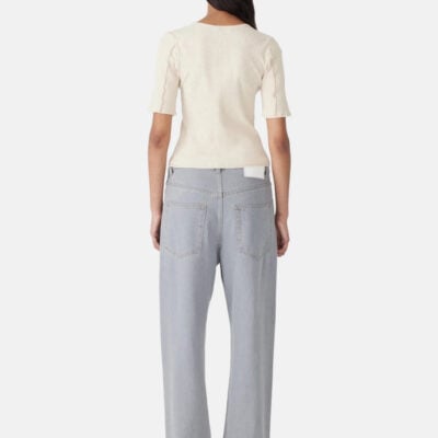 Bassike Textured 3/4 Sleeve Rib T-Shirt