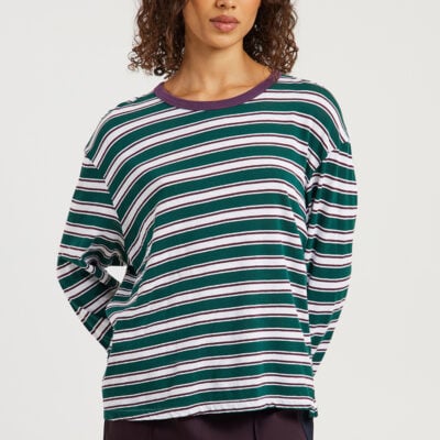 Bassike Stripe Boyfriend Long Sleeve T-Shirt