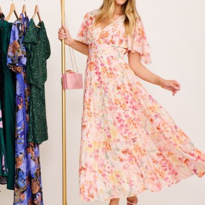 St Frock Pastel Symphony Maxi Dress in White with Multi Blush Floral — 8 - Image 1