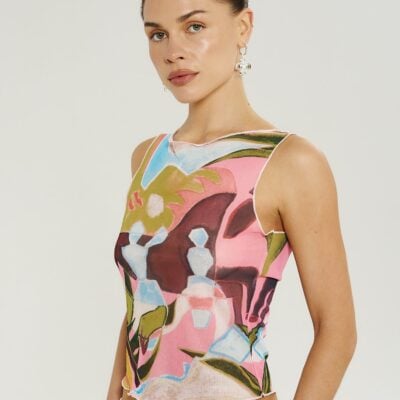 Summi Summi MESH BOATNECK TOP - WONDERLAND — XS - Image 2