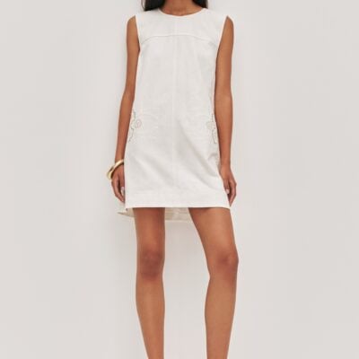 Aje Halo Embroidered Mini Dress — IVORY - Image 1