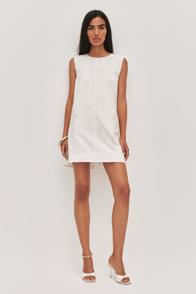 Aje Halo Embroidered Mini Dress — IVORY