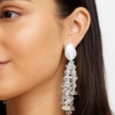 Acler TREVERLY EARRING — CRYSTAL PEARL - Image 2