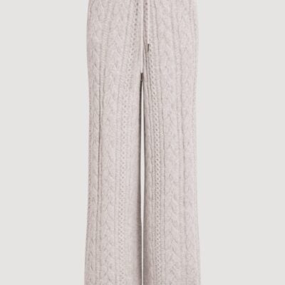 Aje Wide Leg Cable Knit Pant — NOUGAT MARLE - Image 2