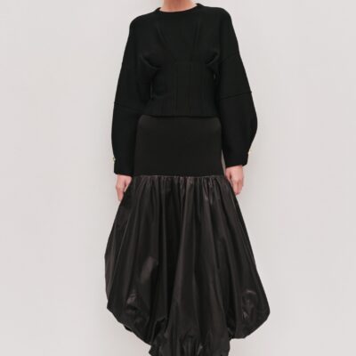 Aje Venetia Knit Midi Skirt — BLACK - Image 1