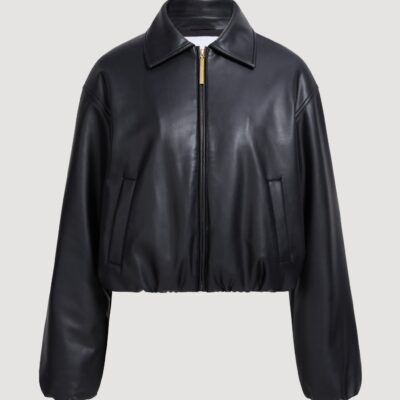Aje Vegan Leather Bomber Jacket — BLACK - Image 2