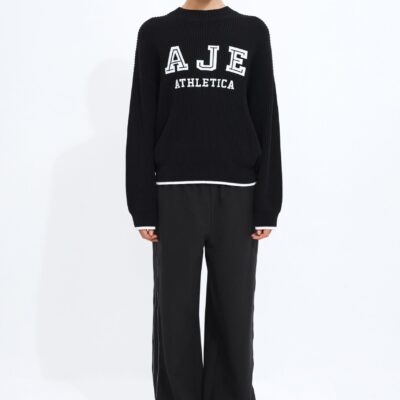 Aje Varsity Logo Rib Jumper — BLACK - Image 1