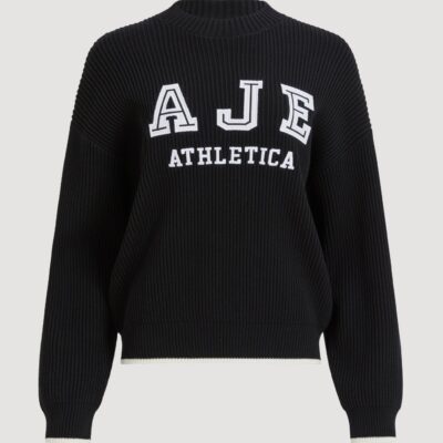 Aje Varsity Logo Rib Jumper — BLACK - Image 2