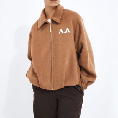 Aje Varsity Bomber Jacket — CARAMEL - Image 1