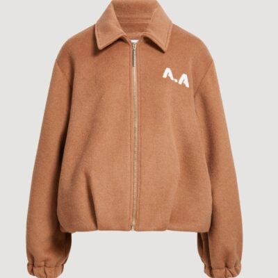 Aje Varsity Bomber Jacket — CARAMEL - Image 2