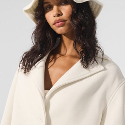 Alo Yoga Wool Cropped Metro Trench - Ivory - Image 1