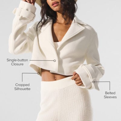Alo Yoga Wool Cropped Metro Trench - Ivory - Image 2