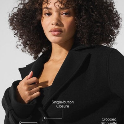 Alo Yoga Wool Cropped Metro Trench - Black - Image 2