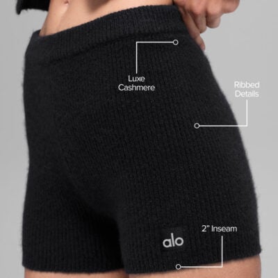 Alo Yoga Wool Cashmere Ribbed Noble Short - Black - Image 2
