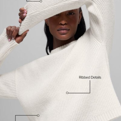 Alo Yoga Wool Cashmere Ribbed Noble Crewneck Sweater - Ivory - Image 2