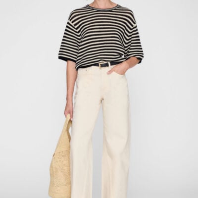 Anine Bing Theo Sweater - Black And Ivory Stripe — XS - Image 1