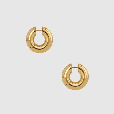 Anine Bing Small Bold Link Hoops - Gold — ONE - Image 1