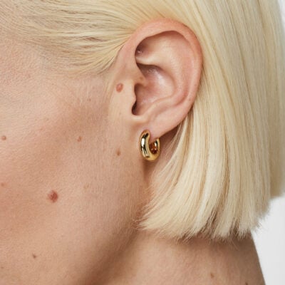Anine Bing Small Bold Link Hoops - Gold — ONE - Image 2