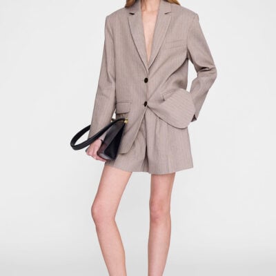 Anine Bing Quinn Blazer - Taupe And Blue Pinstripe — 32 - Image 2
