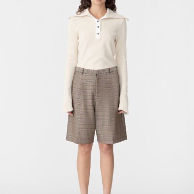 Bassike Waffle Placket Collar Long Sleeve Top — XXS - Image 1