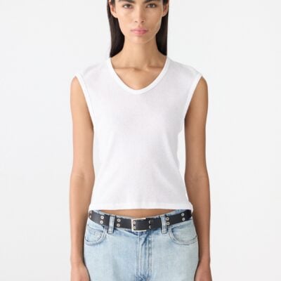 Bassike Sheer Rib V-Neck Muscle Tank — XXS - Image 2