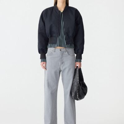 Bassike Recycled Nylon Cropped Bomber — 0 - Image 1