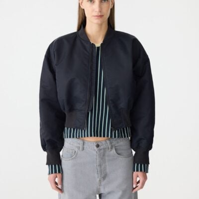 Bassike Recycled Nylon Cropped Bomber — 0 - Image 2