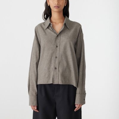 Bassike Mini Houndstooth Crop Shirt — 00 - Image 2