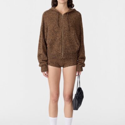 Bassike Melange Zip Up Hooded Knit — 0 - Image 1
