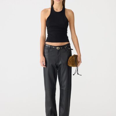 Bassike High Rise Leather Pant — 00 - Image 1