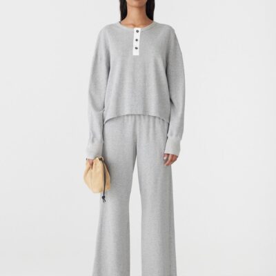 Bassike French Terry Long Sleeve Polo — XXS - Image 1