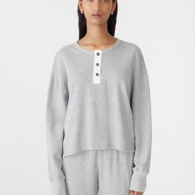 Bassike French Terry Long Sleeve Polo — XXS - Image 2