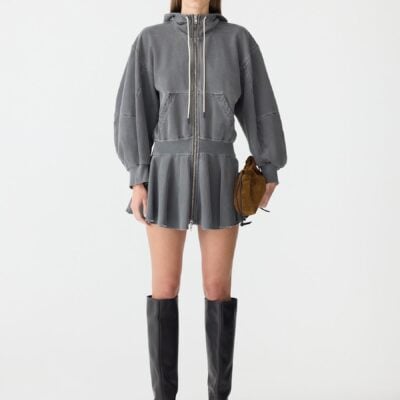 Bassike Fleece Peplum Hoodie Dress — 00 - Image 1