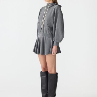 Bassike Fleece Peplum Hoodie Dress — 00 - Image 2