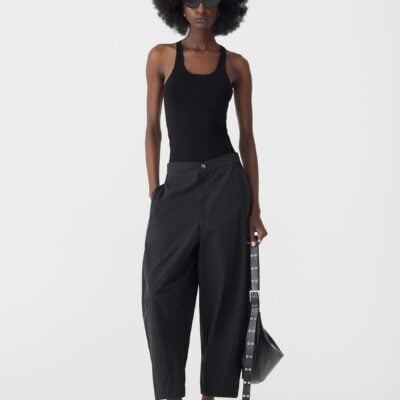 Bassike Crushed Cotton Darted Hem Pant — 00 - Image 1