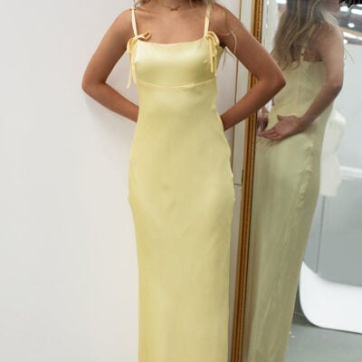 Beginning Boutique Zya Yellow Satin Maxi Dress — 10 - Image 1