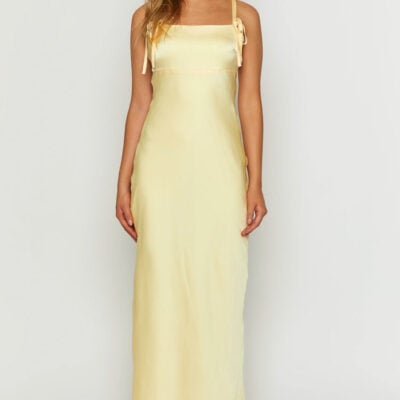 Beginning Boutique Zya Yellow Satin Maxi Dress — 10 - Image 2