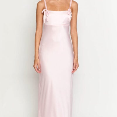 Beginning Boutique Zya Light Pink Satin Maxi Dress — 10 - Image 2