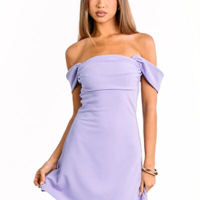 Beginning Boutique Zoella Lilac Off The Shoulder Crepe Mini Dress — 10 - Image 2