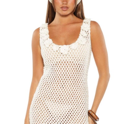 Beginning Boutique Zephyr White Crochet Mini Dress — XS - Image 2