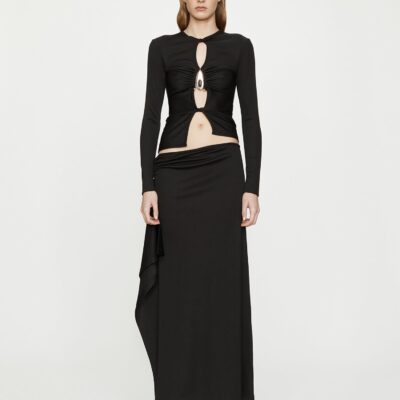 Christopher Esber Crystal Pendant Open Twist Long Sleeve Top — 4 - Image 2