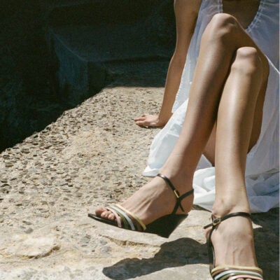 Ciao Lucia Larroudé x Ciao Lucia: Daiana Wedge Sandal Black Leather - Image 1