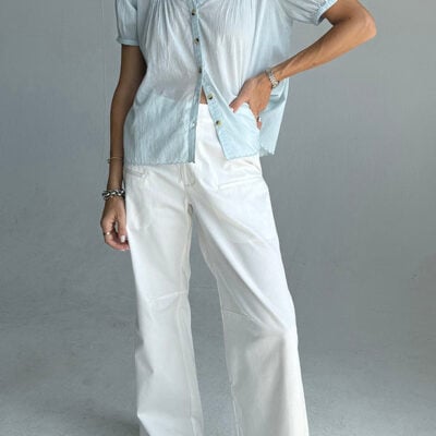 Ciao Lucia Izaro Baby Blue Embroidered Cotton Top — XS - Image 1