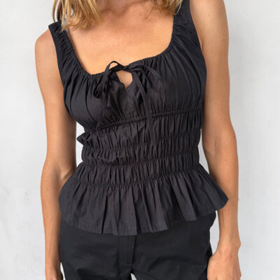 Ciao Lucia Gigi Black Cotton Poplin Top — XXS - Image 1